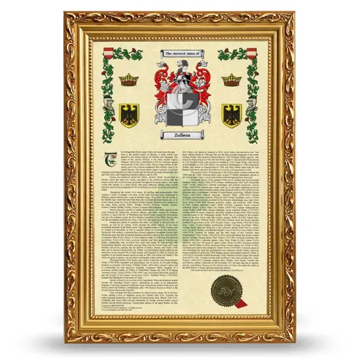 Zollern Armorial History Framed - Gold