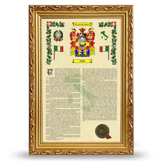 Zollio Armorial History Framed - Gold