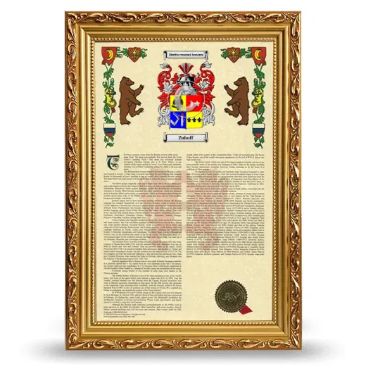 Zuboff Armorial History Framed - Gold