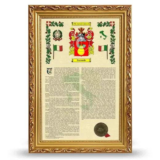 Zuccardo Armorial History Framed - Gold