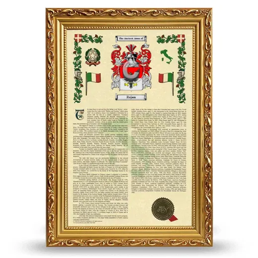 Zujan Armorial History Framed - Gold