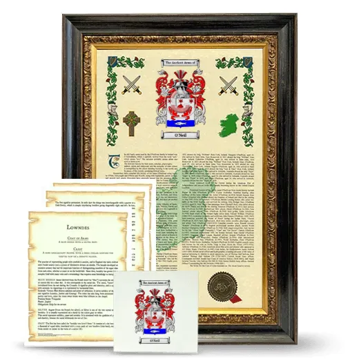 O'Neil Framed Armorial, Symbolism and Large Tile - Heirloom