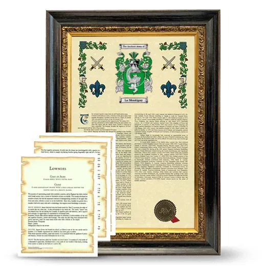 La Montigny Framed Armorial History and Symbolism - Heirloom