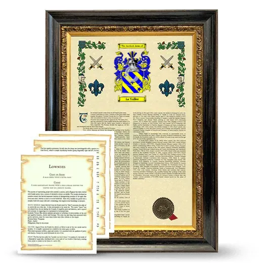 La Vallee Framed Armorial History and Symbolism - Heirloom