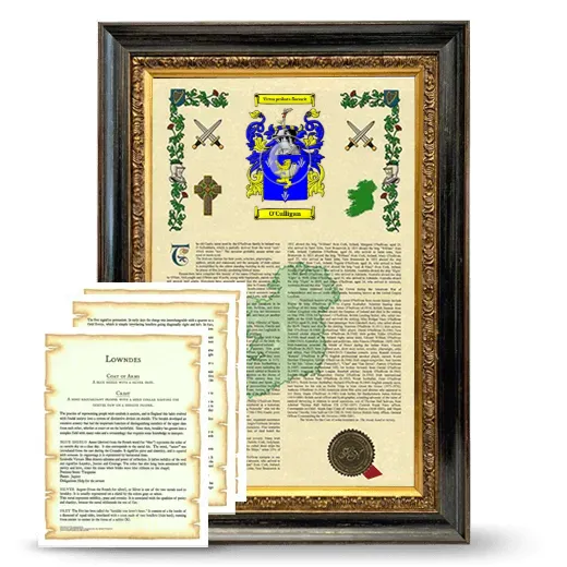 O'Culligan Framed Armorial History and Symbolism - Heirloom