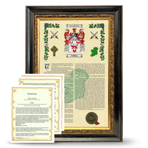 O'Dillon Framed Armorial History and Symbolism - Heirloom