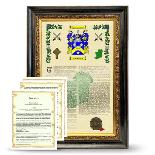 O'Monahan Framed Armorial History and Symbolism - Heirloom