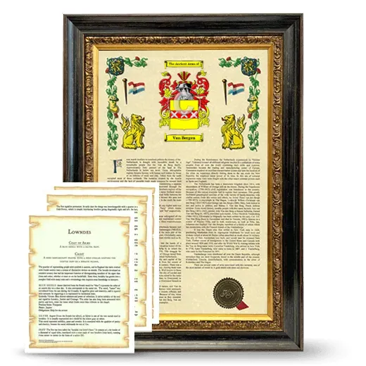 Van Bergen Framed Armorial History and Symbolism - Heirloom