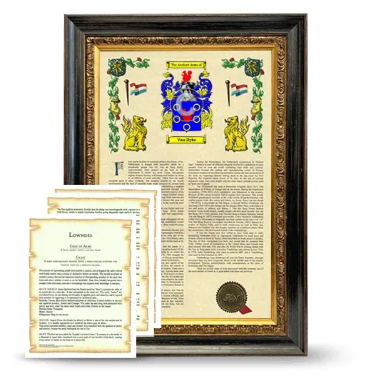 Van Dyke Framed Armorial History and Symbolism - Heirloom
