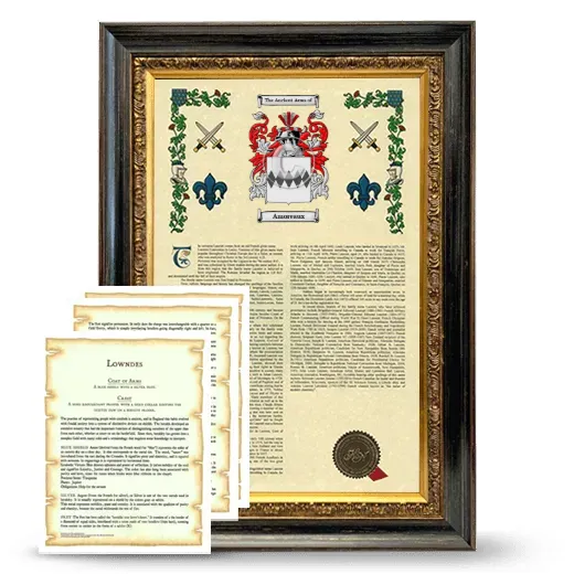 Amoreaux Framed Armorial History and Symbolism - Heirloom