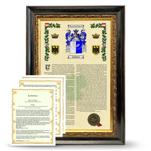 Anderten Framed Armorial History and Symbolism - Heirloom