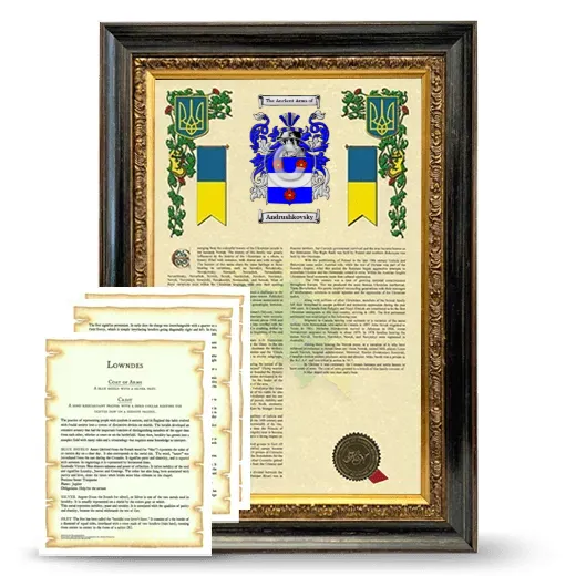 Andrushkovsky Framed Armorial History and Symbolism - Heirloom