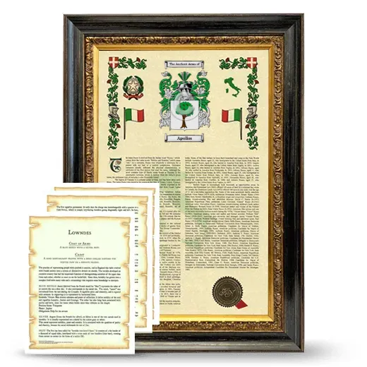 Apollos Framed Armorial History and Symbolism - Heirloom