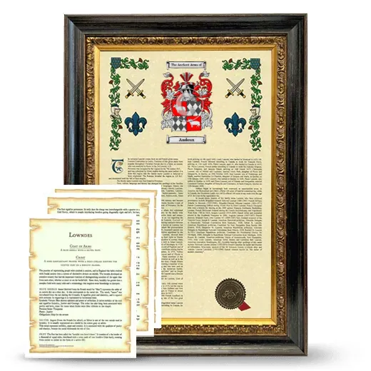 Audoux Framed Armorial History and Symbolism - Heirloom