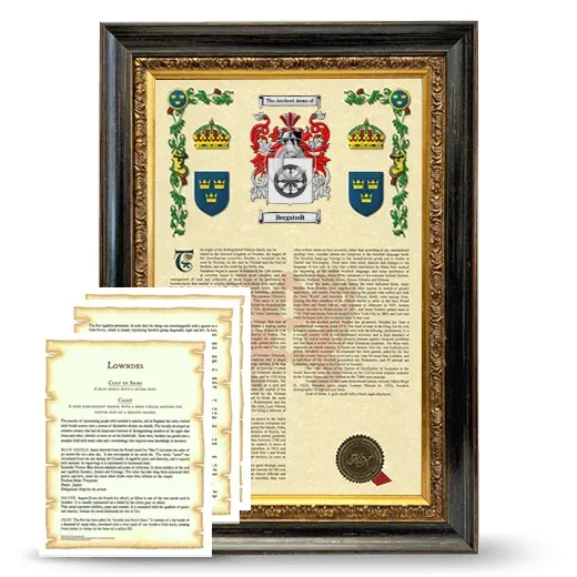 Bergstedt Framed Armorial History and Symbolism - Heirloom
