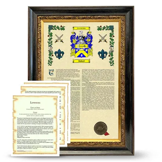 Bodard Framed Armorial History and Symbolism - Heirloom