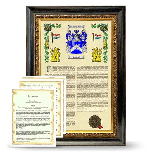 Buegerdt Framed Armorial History and Symbolism - Heirloom