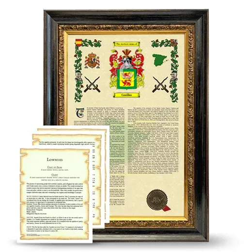 Casillas Framed Armorial History and Symbolism - Heirloom