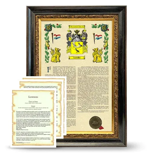 Casteller Framed Armorial History and Symbolism - Heirloom