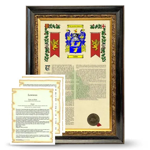 Cutler Framed Armorial History and Symbolism - Heirloom