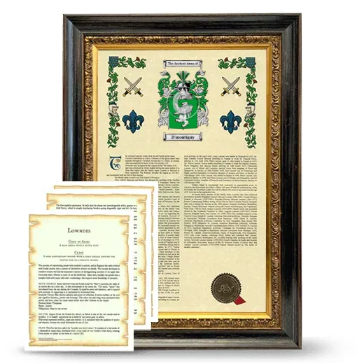 D'montigny Framed Armorial History and Symbolism - Heirloom