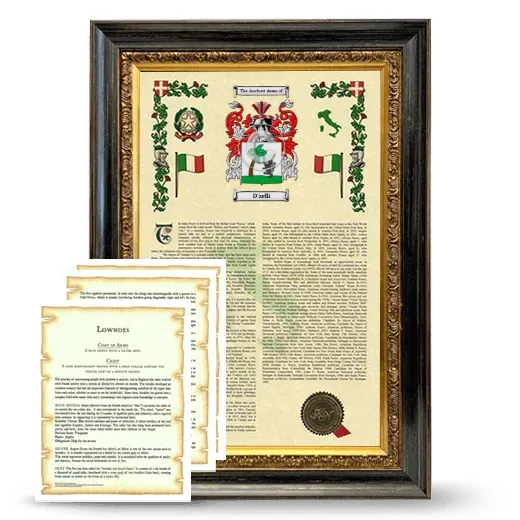 D'zelli Framed Armorial History and Symbolism - Heirloom