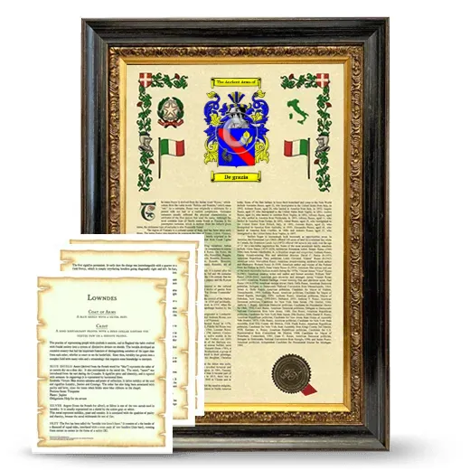 De grazia Framed Armorial History and Symbolism - Heirloom