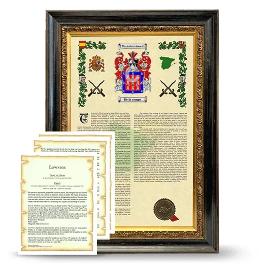 De la campa Framed Armorial History and Symbolism - Heirloom