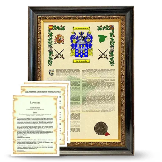 De-la-puerta Framed Armorial History and Symbolism - Heirloom