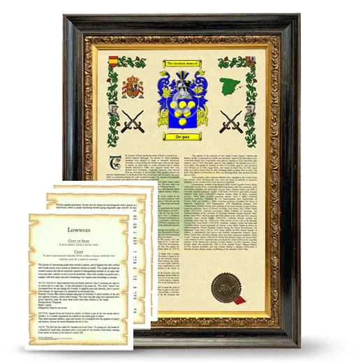 De-paz Framed Armorial History and Symbolism - Heirloom