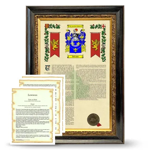Del-ano Framed Armorial History and Symbolism - Heirloom