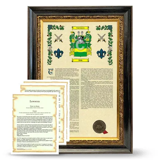 Dela Framed Armorial History and Symbolism - Heirloom