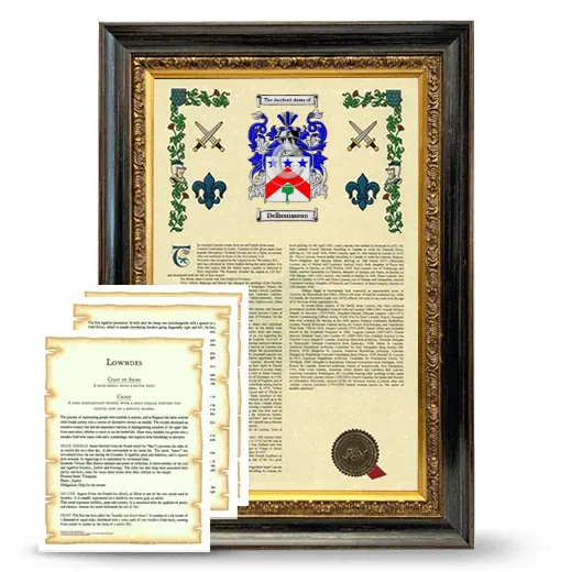Delhommeau Framed Armorial History and Symbolism - Heirloom