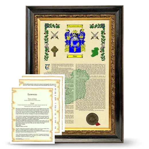 Dene Framed Armorial History and Symbolism - Heirloom