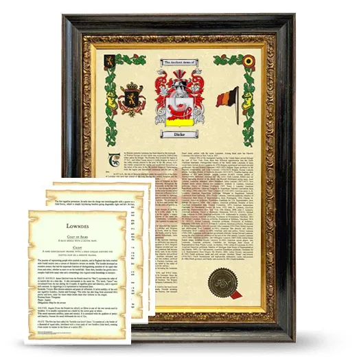 Dicke Framed Armorial History and Symbolism - Heirloom