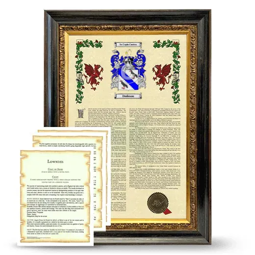 Dodeson Framed Armorial History and Symbolism - Heirloom