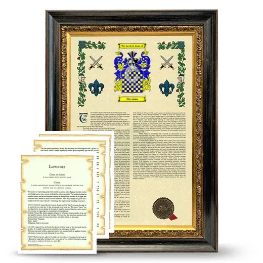 Du-reau Framed Armorial History and Symbolism - Heirloom