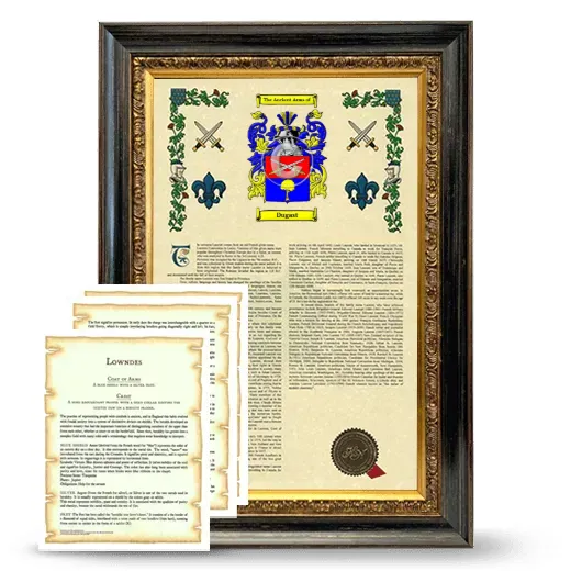 Dugast Framed Armorial History and Symbolism - Heirloom
