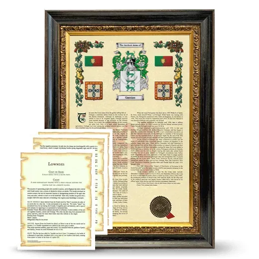 Garsias Framed Armorial History and Symbolism - Heirloom