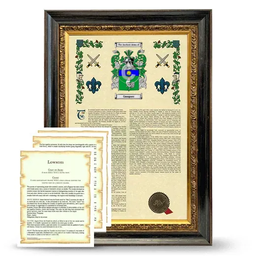Gasquer Framed Armorial History and Symbolism - Heirloom