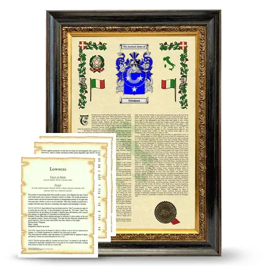 German Framed Armorial History and Symbolism - Heirloom