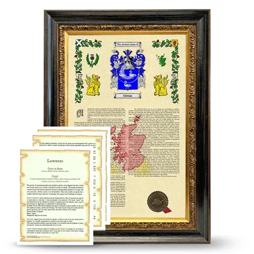 Givens Framed Armorial History and Symbolism - Heirloom