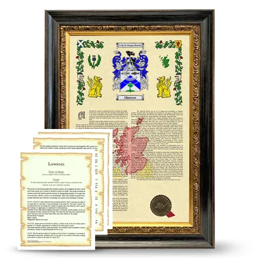 Glasscoe Framed Armorial History and Symbolism - Heirloom