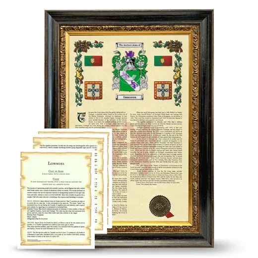 Goncaves Framed Armorial History and Symbolism - Heirloom
