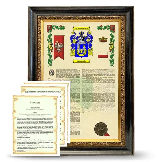 Grabowsky Framed Armorial History and Symbolism - Heirloom