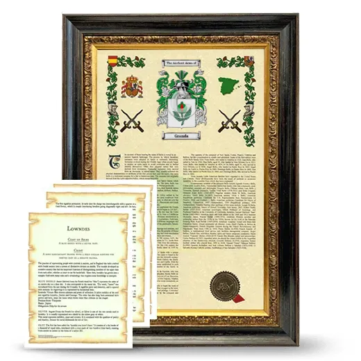Granda Framed Armorial History and Symbolism - Heirloom