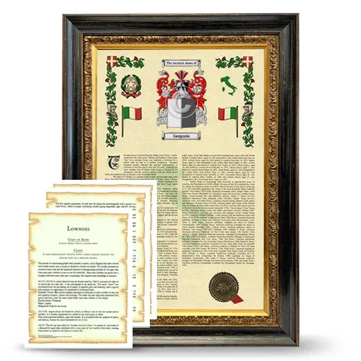 Gregorio Framed Armorial History and Symbolism - Heirloom