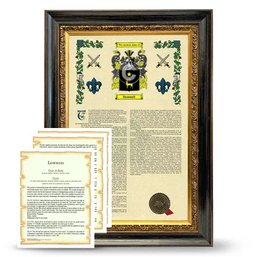 Heneault Framed Armorial History and Symbolism - Heirloom