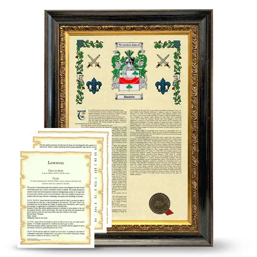 Hurette Framed Armorial History and Symbolism - Heirloom