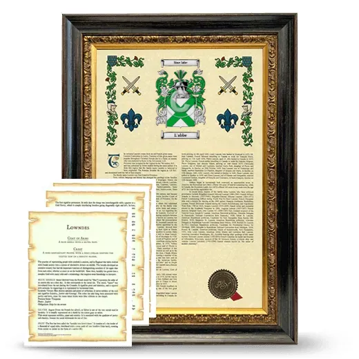 L'abbe Framed Armorial History and Symbolism - Heirloom